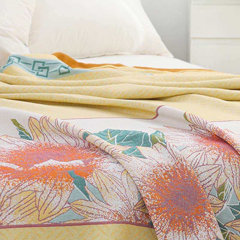 Blooming Sun Flower Soft Reversible Quilt