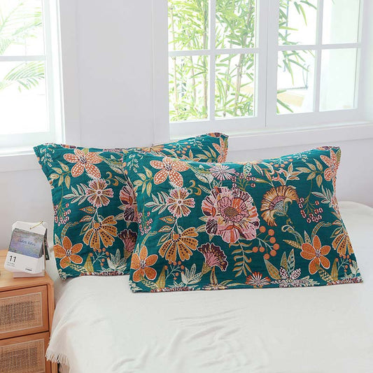 Luxuriant Flower Cotton Gauze Pillow Towel (2PCS)