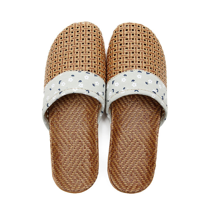 Simple Floral Pattern Cooling Flax Slippers