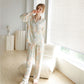 Ownkoti Vintage Floral Long Sleeve V-Neck Loungewear