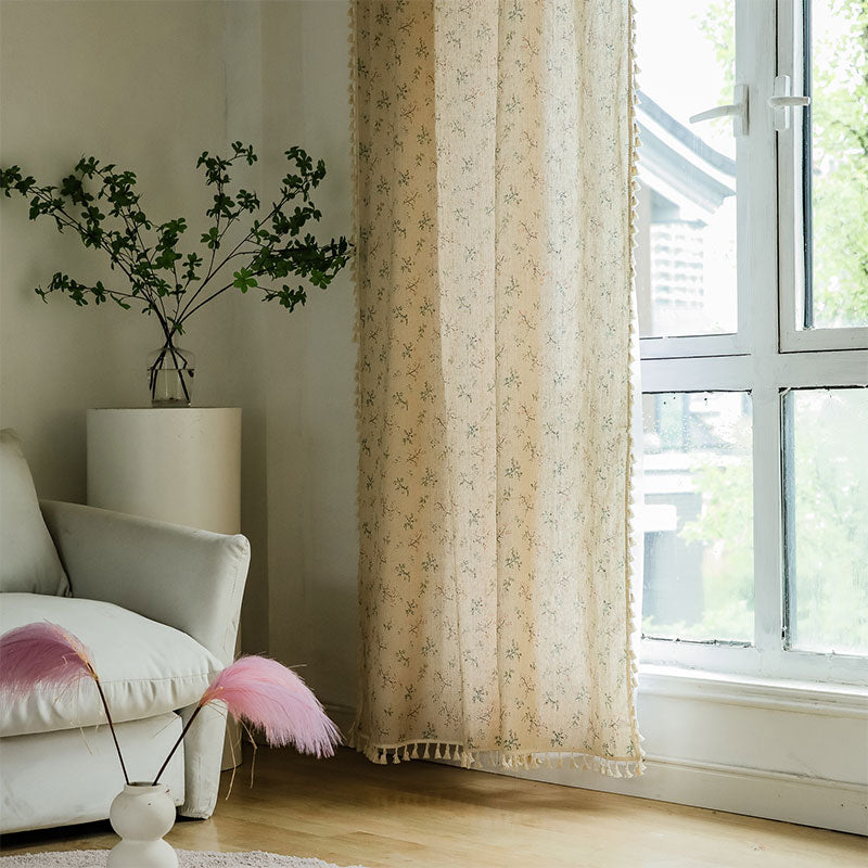 Countryside Style Floral Light Filtering Curtain