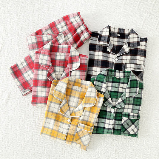 Classic Lattice Cotton Lapel Nightwear Set