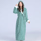 Ownkoti Jacquard Hoodie Long Bathrobe with Belt