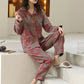 Flower Print Cotton Double-layer Loungewear Set