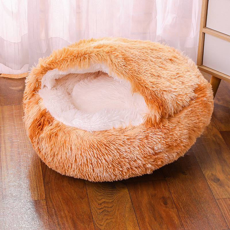 Semi-enclosed Warm Fleece Pet Bed