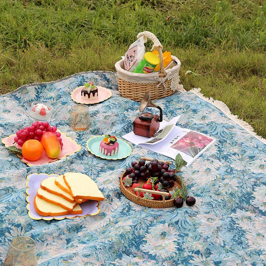 Oil Painting Style Flower Picnic Blanket