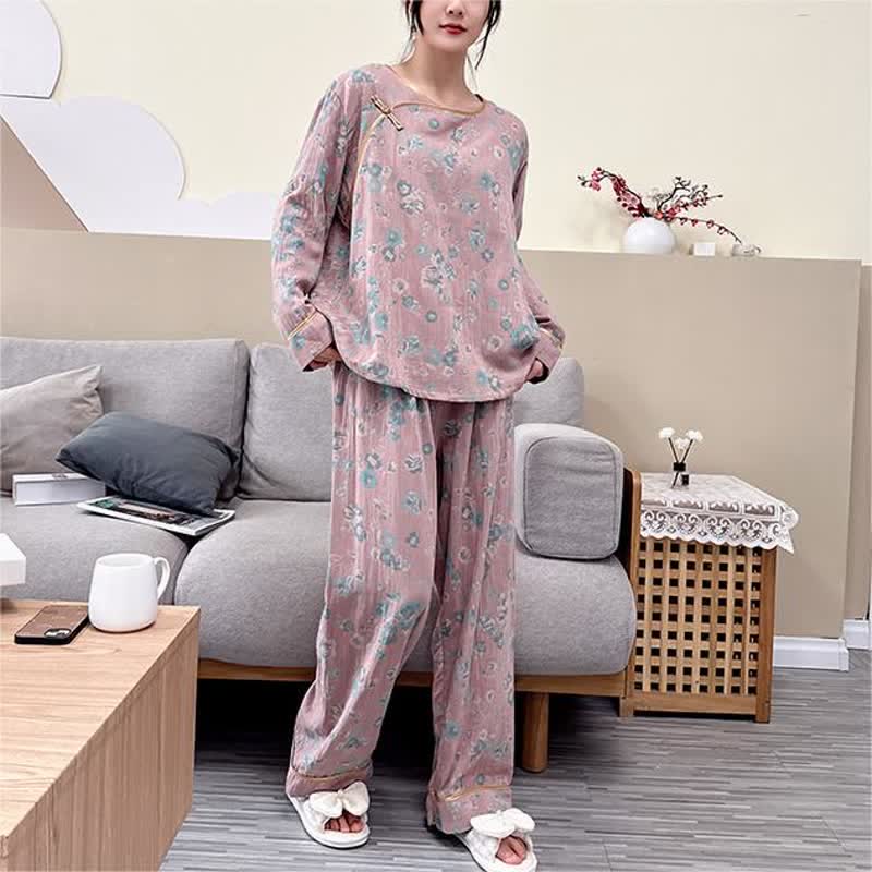 Plus-size Peony Cotton Pajama Set