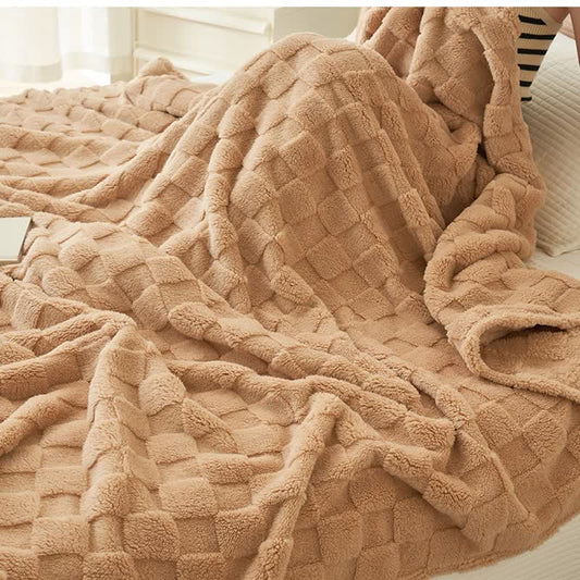 Simple Solid Waffle Reversible Throw Blanket