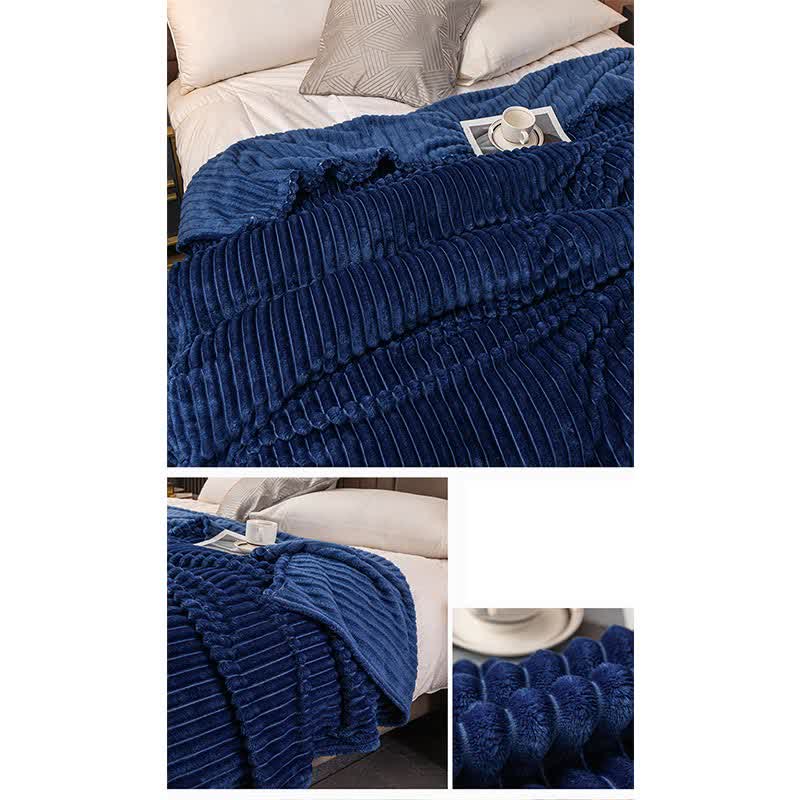 Solid Color Stripe Soft Throw Blanket