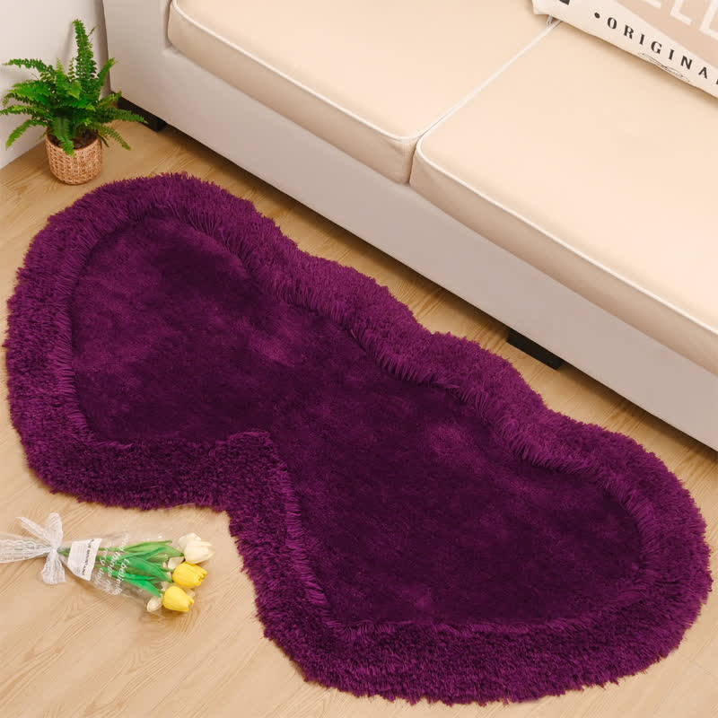 Solid Color Heart Shape Fleece Rug