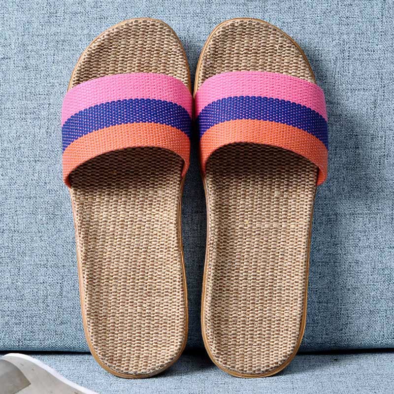 Simple Cooling Open Toe Flax Slippers