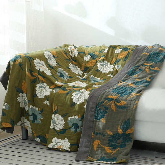 Ownkoti Cotton Flower Reversible Blanket Couch Cover