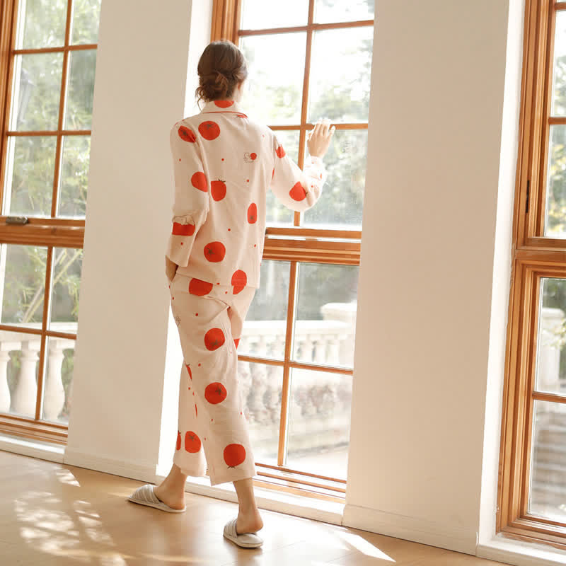 Ownkoti Cute Elephant Tomato Cotton Loungewear Set