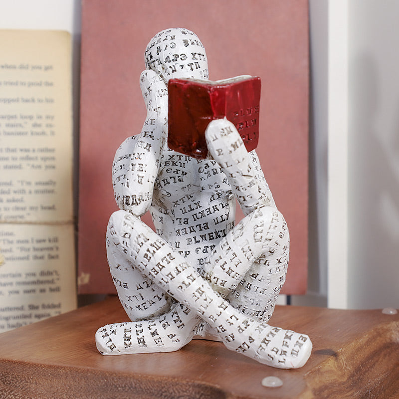 Reading Woman Thinker Statue Bookshelf Decoration