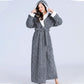 Ownkoti Jacquard Hoodie Long Bathrobe with Belt