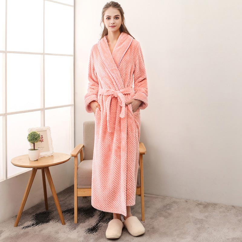 Ownkoti Puffy Fleece Pajama Long Bathrobe