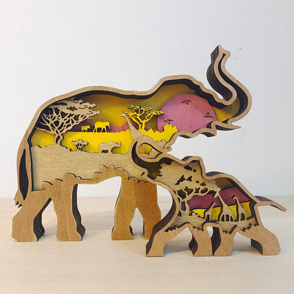 Ownkoti Creative Forest Animal Decoration - Elephant Family