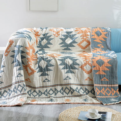 Ownkoti Geometric Cotton Reversible Blanket Sofa Cover