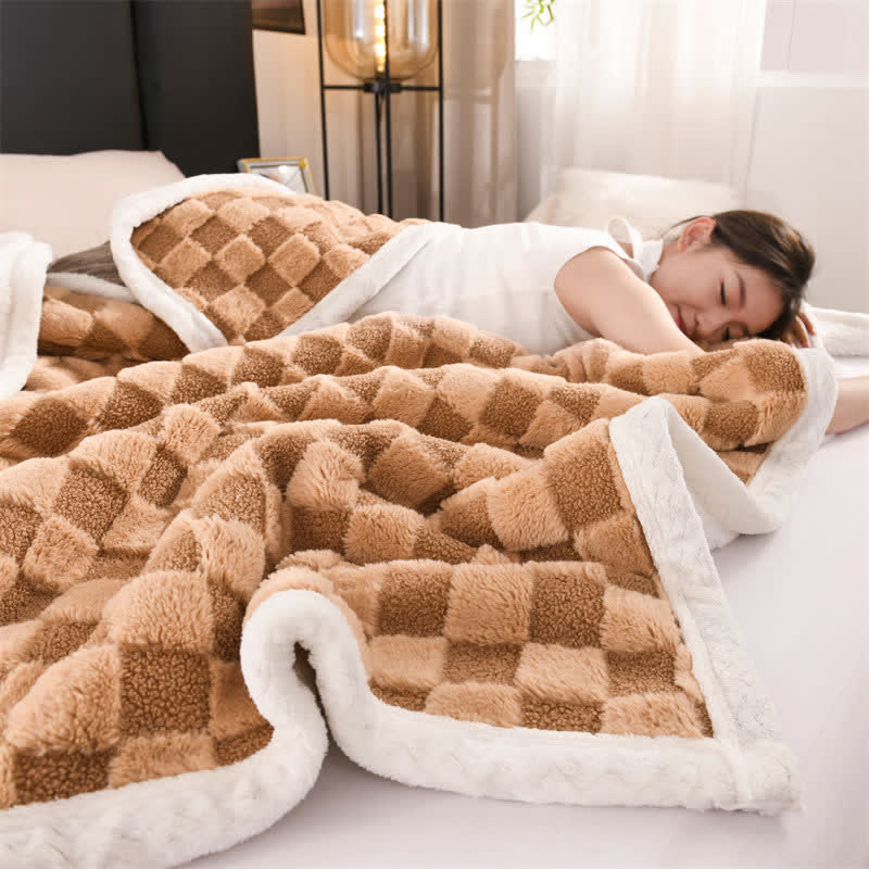 Fashion Checkerboard Thick Warm Throw Blanket