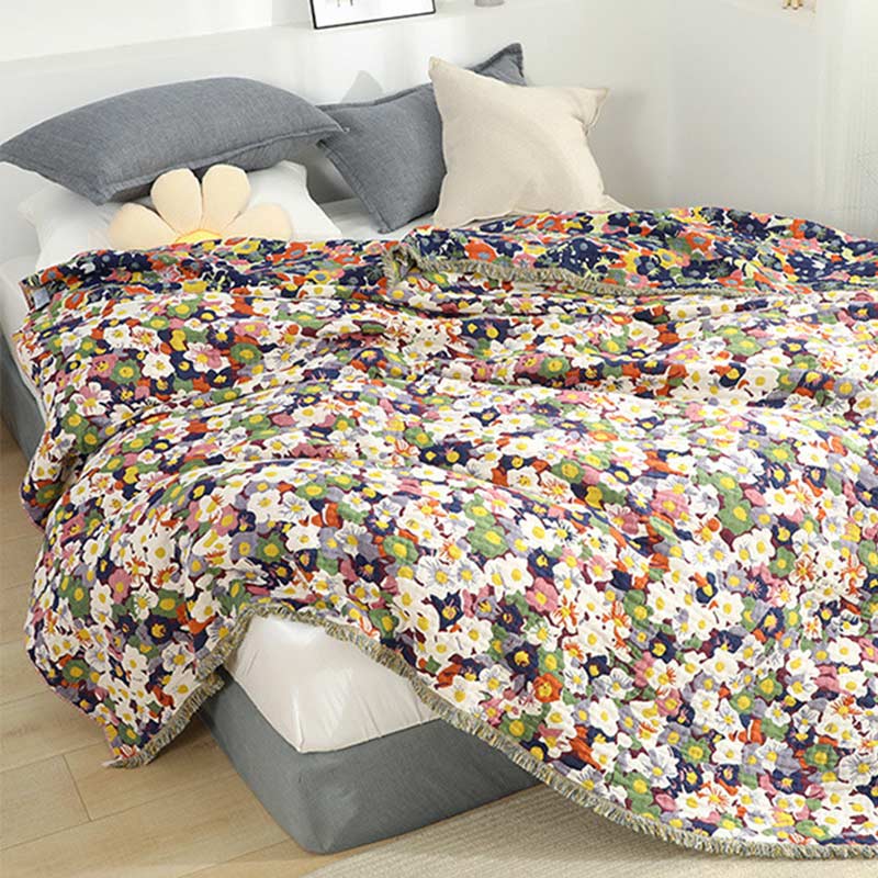 Ownkoti Rustic Flower Reversible Cotton Soft Quilt