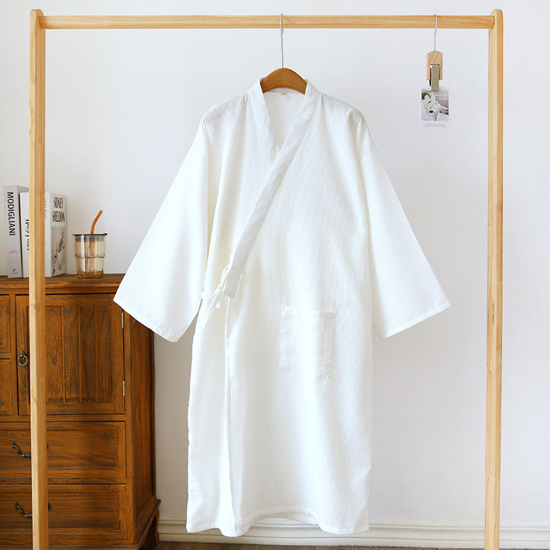 Waffle Solid Color Pure Cotton Bathrobe