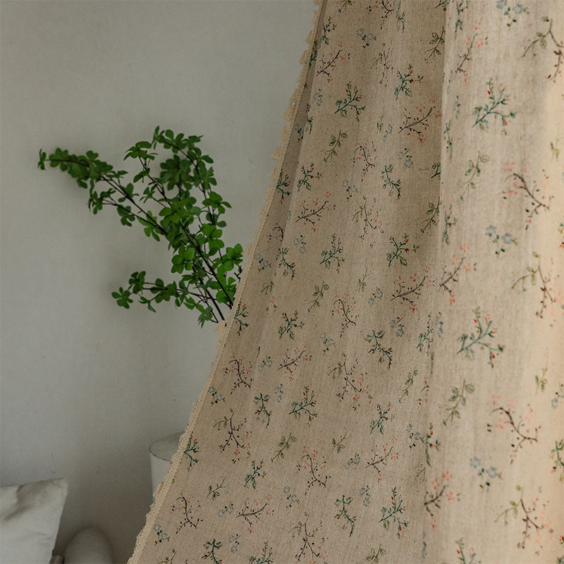 Countryside Style Floral Light Filtering Curtain