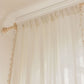 Stripe Semi-Blackout Curtain Hollow-Out Tassel Drapes