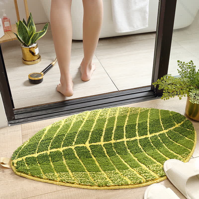 Ownkoti Green Banana Leaf Soft Door Rug