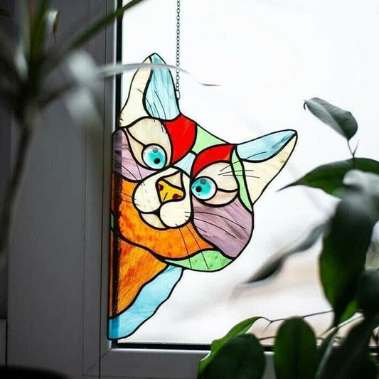 Ownkoti Stain Cat Suncatcher Window Ornament (Buy One Get One Free)