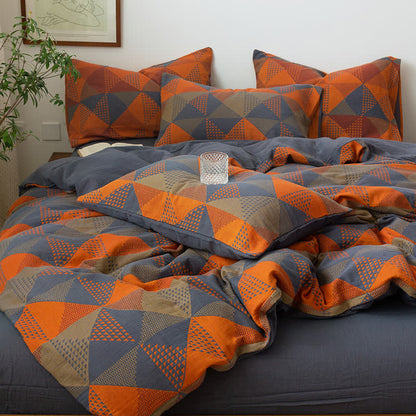 Triangle Print Cotton Gauze Bedding Sets (4PCS)