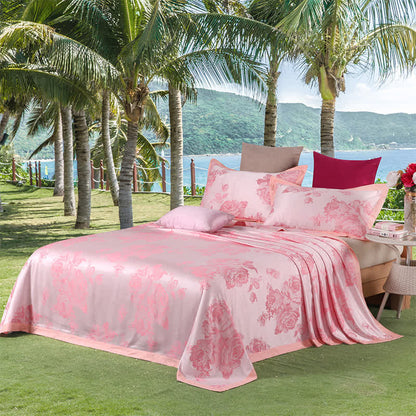 Peony Print Coverlet Blanket with Pillowcases (3PCS)