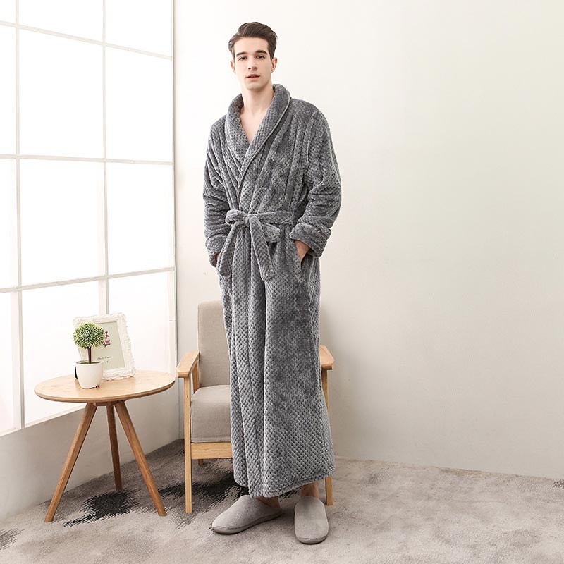 Ownkoti Puffy Fleece Pajama Long Bathrobe