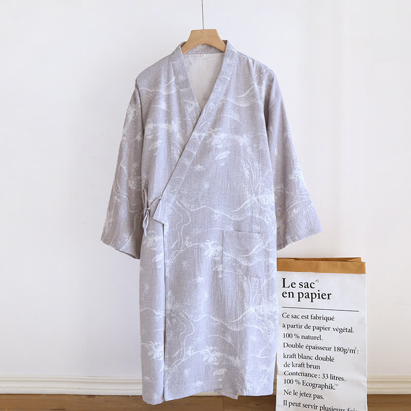 Jacquard Ink Painting Comfy Bathrobe Pajama