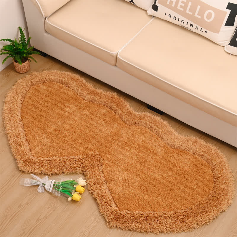 Solid Color Heart Shape Fleece Rug