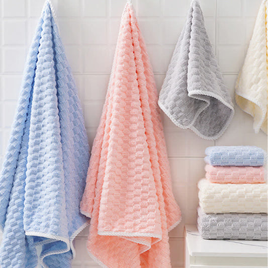 Solid Color Breathable Fleece Bath Towel(2PCS)