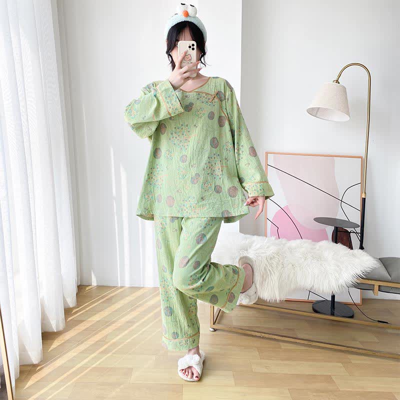 Plus Size Tree Cotton Gauze Loungewear Set