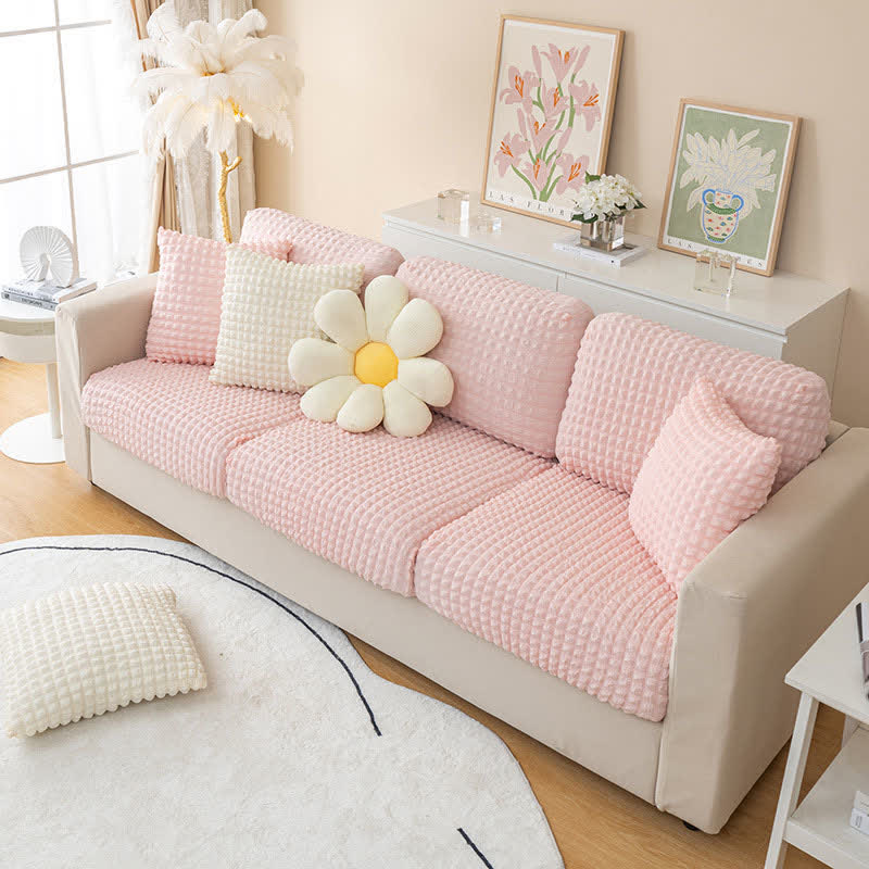 Ownkoti Seersucker Stretchable Sectional Sofa Slipcover