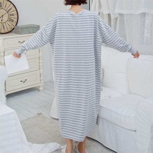 Pure Cotton Striped Long Sleeve Nightdress