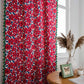 Red Flower Painting Style Light Filtering Curtain