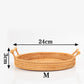 Ownkoti Hand Woven Rattan Round Tray With Handles