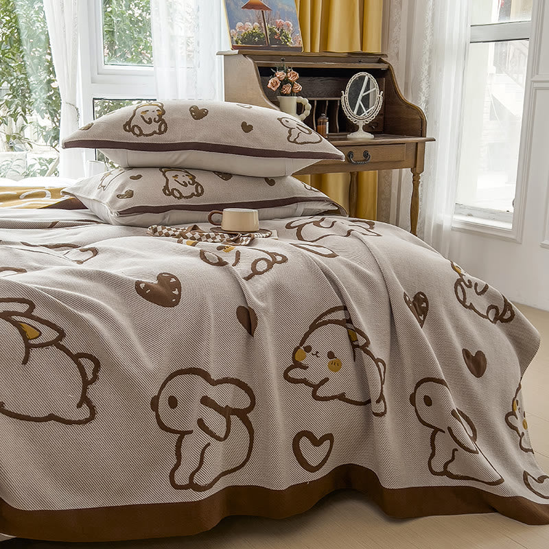 Cute Rabbit Cotton Gauze Reversible Quilt