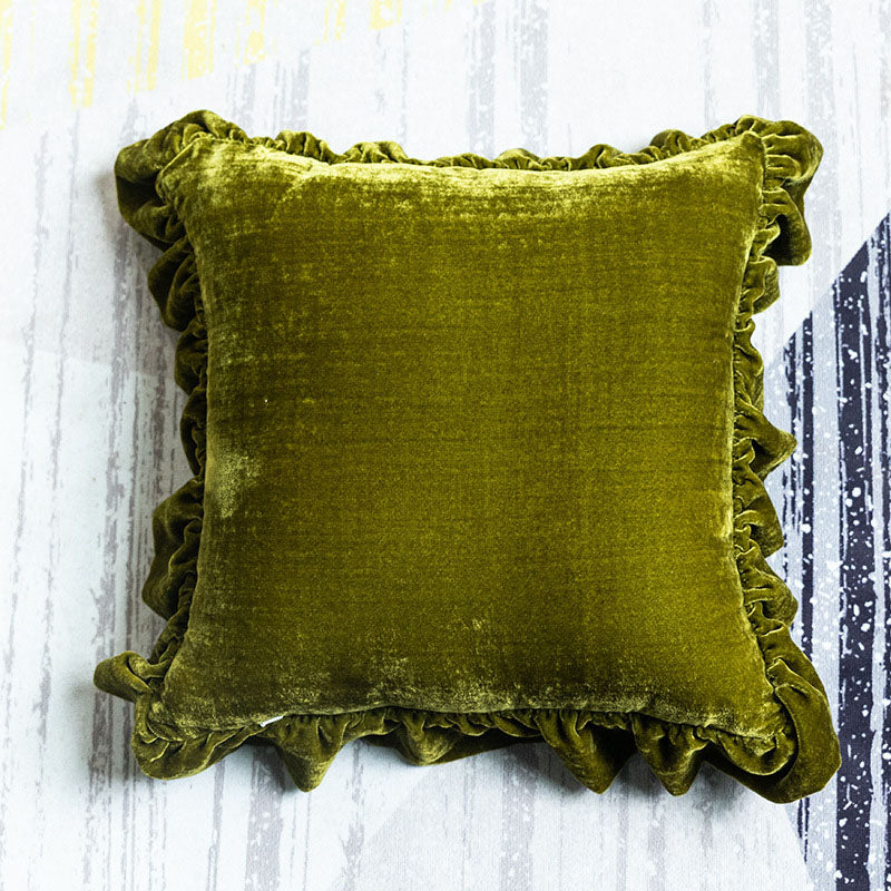 Suede Solid Color Pillowcase with Ruffled