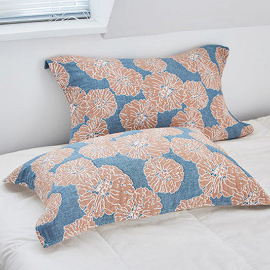 Ownkoti Flower Printed Cotton Decorative Pillow Towel (2PCS)