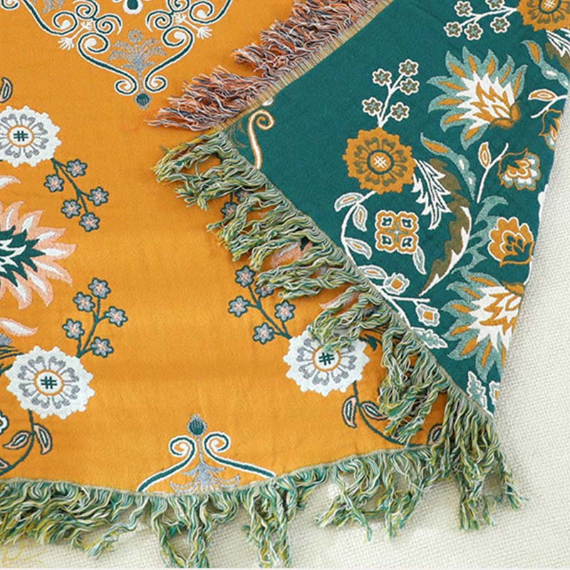 Ownkoti Vintage Throw Blanket Flower Sofa Cover