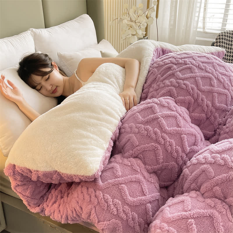 Jacquard Solid Color Comfy Fluffy Blanket