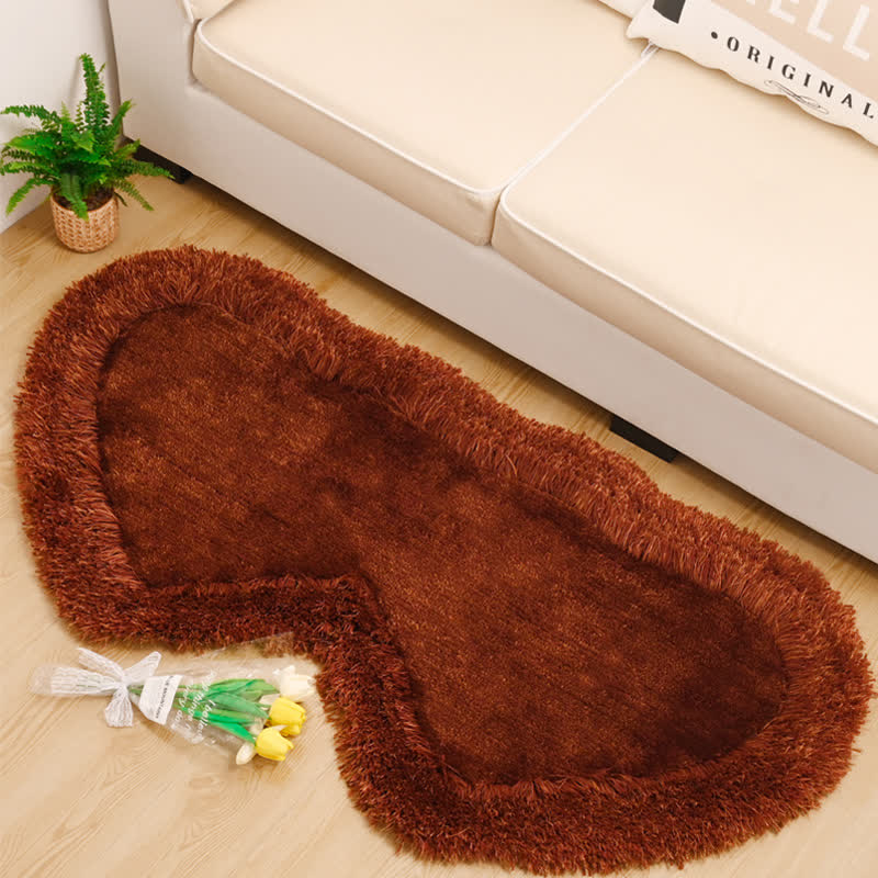 Solid Color Heart Shape Fleece Rug