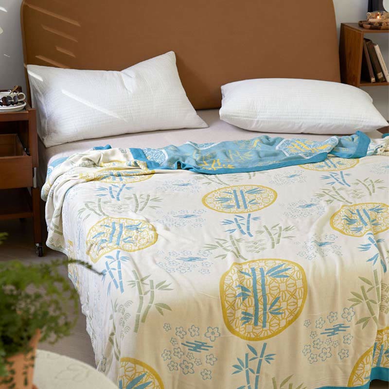 Pastoral Bamboo Flower Soft Reversible Quilt