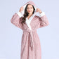 Ownkoti Jacquard Hoodie Long Bathrobe with Belt