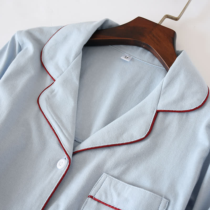 Solid Color Button-down Cotton Nightdress