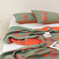 Orange Ginkgo Leaf Cotton Reversible Quilt